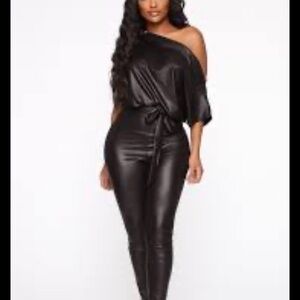 Fashion Nova Black One-Shoulder Jumpsuit